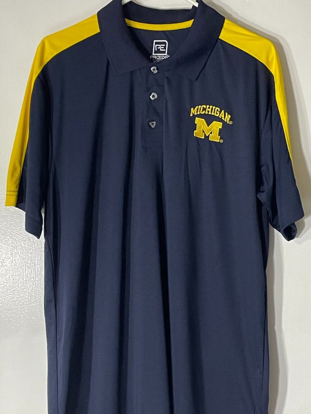 University of Michigan Men’s ProEdge Polo Navy Blue Size Large Polyester Great
